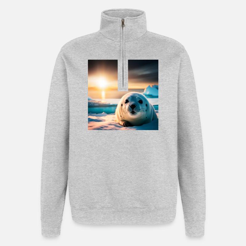 Bébé Phoque - Sweat à zip 1/4 - gris chiné