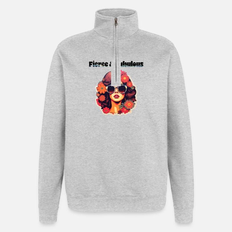Féroce et fabuleux - Sweat à zip 1/4 - gris chiné