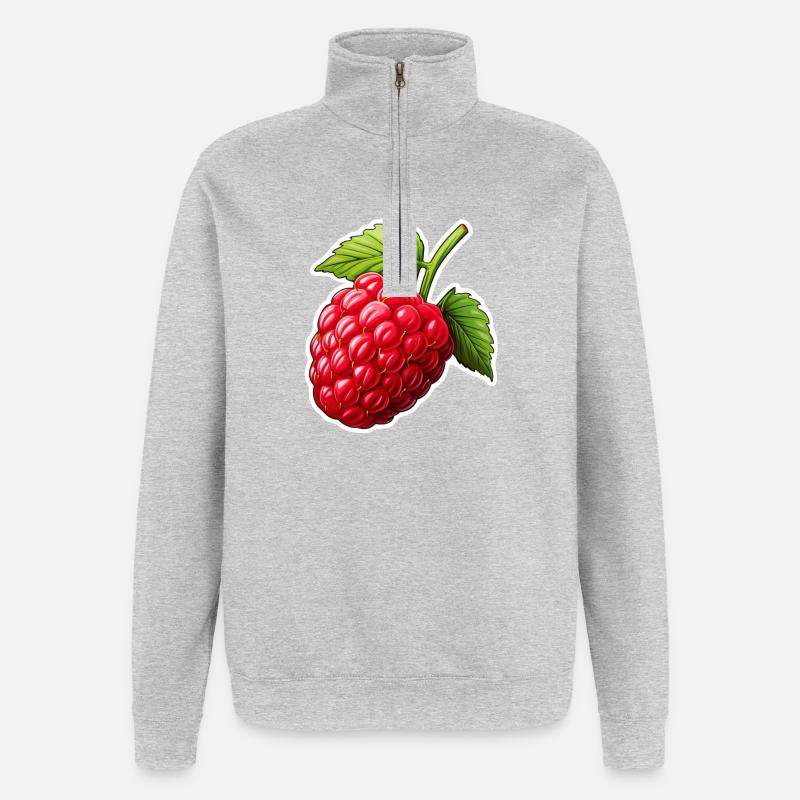 Raspberry single - Quarter-Zip Sweatshirt - heather grey