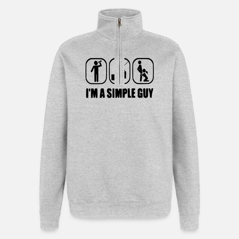 I am a Simply Guy - Quarter-Zip-Sweatshirt - Grau meliert