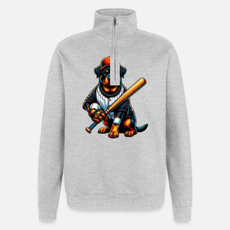 Rottweiler Baseball Hund - Quarter-Zip-Sweatshirt - Grau meliert