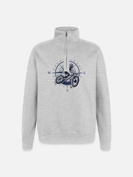 Moto Compass Fahrer - Quarter-Zip-Sweatshirt - Grau meliert