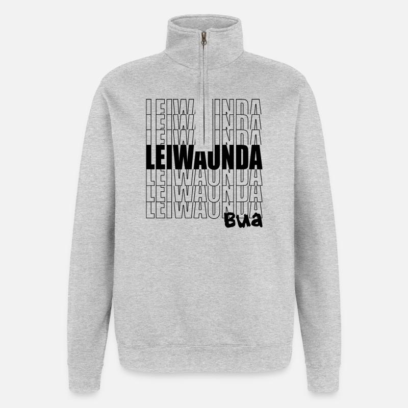 Leiwaunda Bua - großartiger, toller Junge, Bub - Quarter-Zip-Sweatshirt - Grau meliert