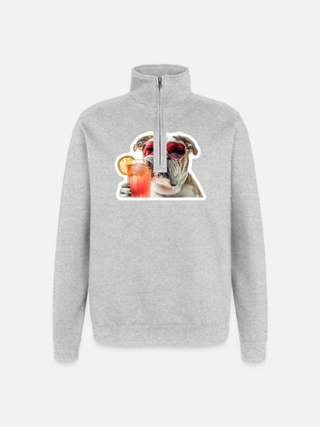 bully drinking cocktail - Quarter-Zip Sweatshirt - heather grey