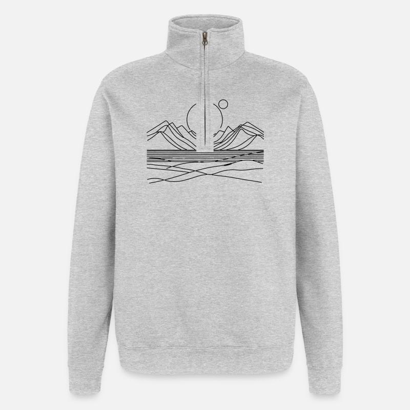Lever du soleil - Sweat à zip 1/4 - gris chiné