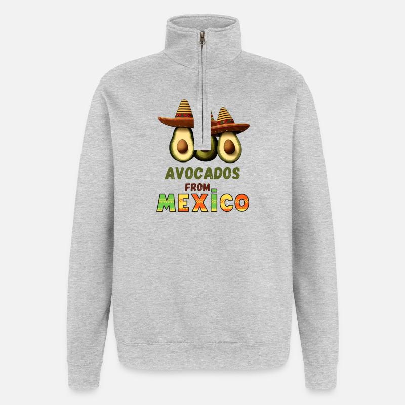 Avocado mit Mexiko - Quarter-Zip-Sweatshirt - Grau meliert