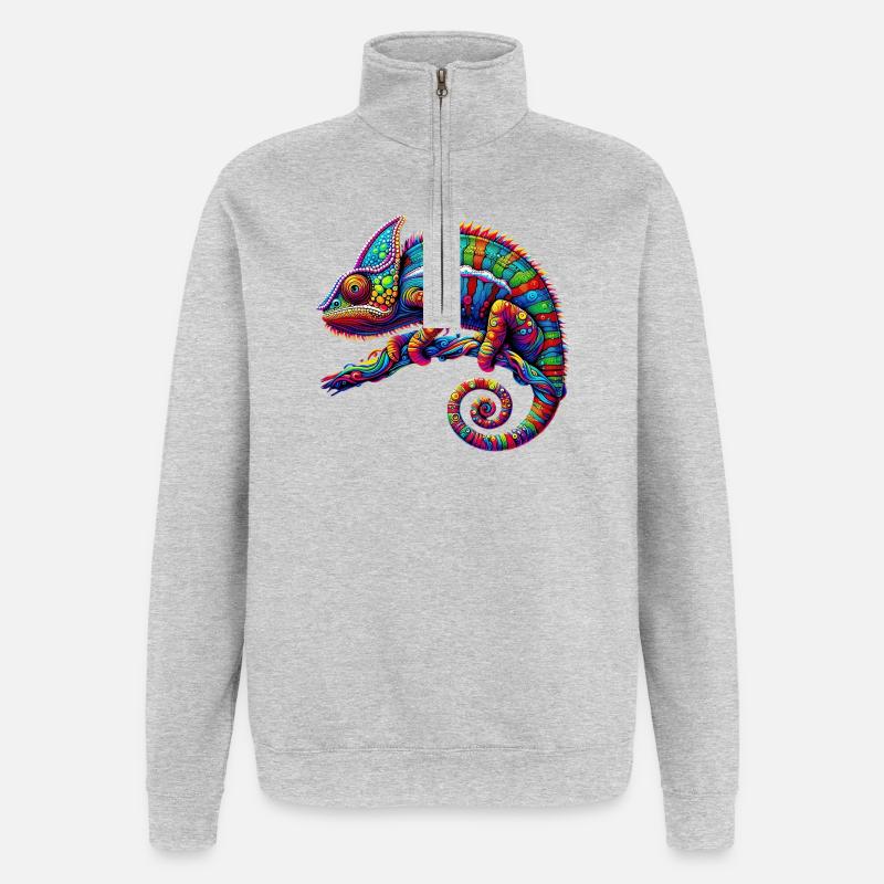 Caméléon - Sweat à zip 1/4 - gris chiné