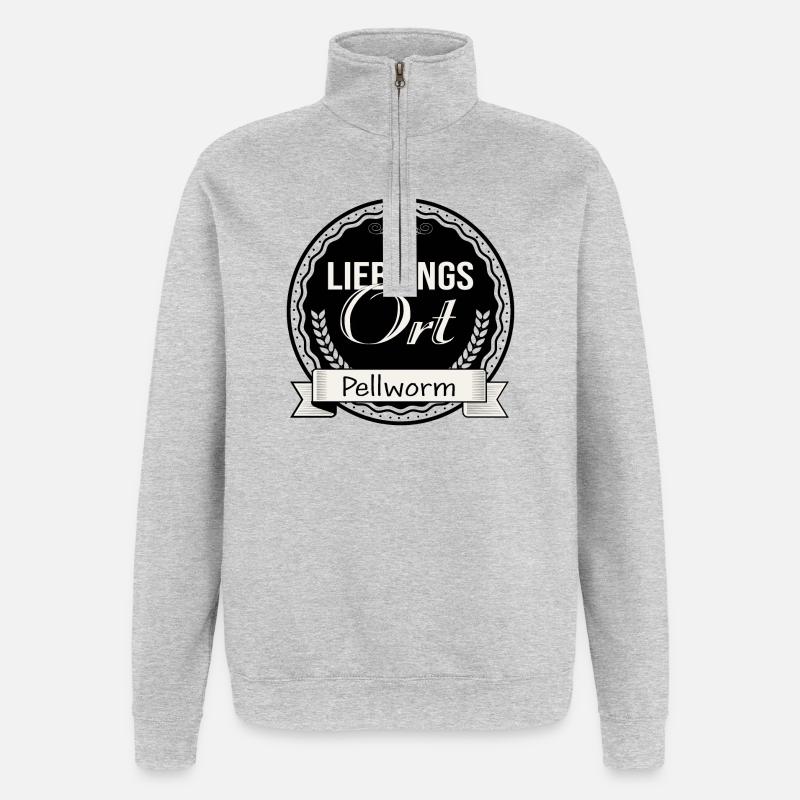 Lieblingsort Pellworm - Quarter-Zip-Sweatshirt - Grau meliert