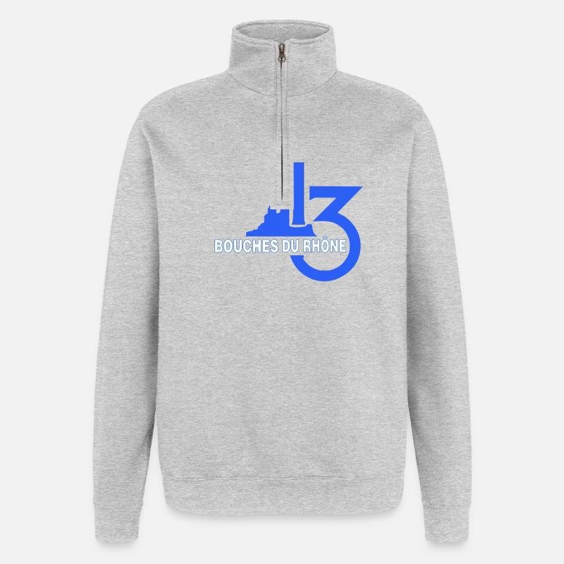 Bouches du Rhône - Sweat à zip 1/4 - gris chiné