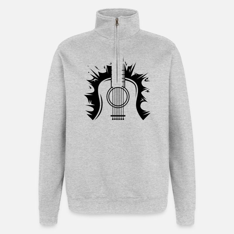 Gitarre Explosion Logo Illustration Symbol icon - Quarter-Zip-Sweatshirt - Grau meliert