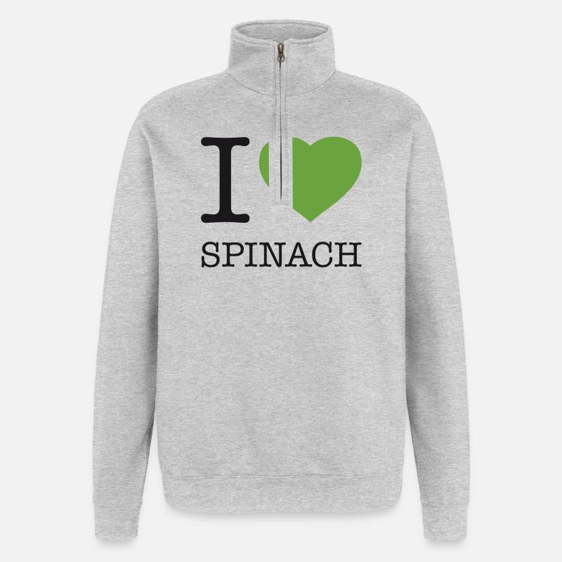 J’AIME LES ÉPINARDS Spinat - Sweat à zip 1/4 - gris chiné