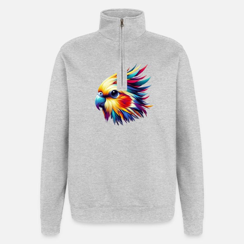 Calopsitte (16) - Sweat à zip 1/4 - gris chiné