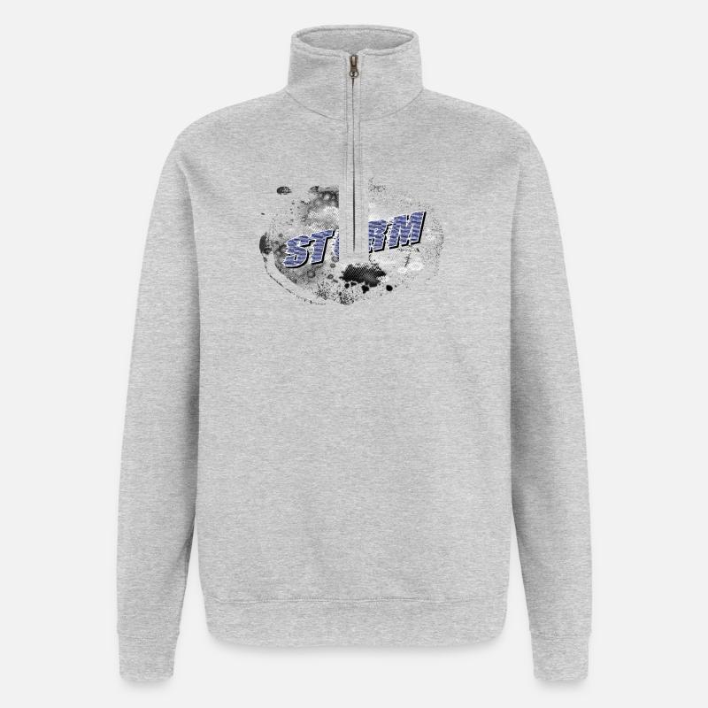 STORM Sturm mit Hintergrund - Quarter-Zip-Sweatshirt - Grau meliert