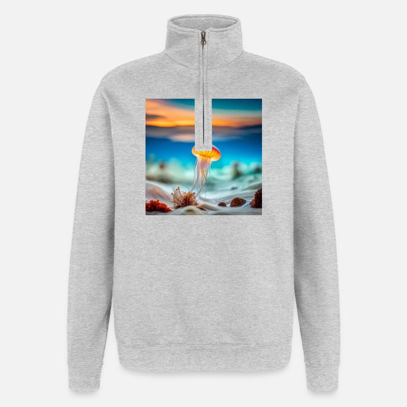 Méduse - Sweat à zip 1/4 - gris chiné