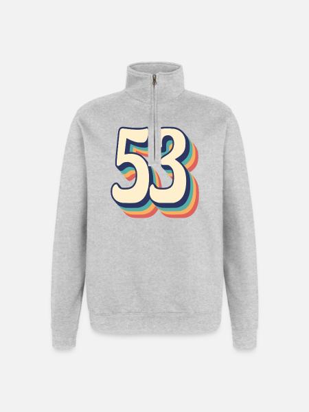 Vintage Retro T Shirt Number 53 Fifty Three - Quarter-Zip Sweatshirt - heather grey