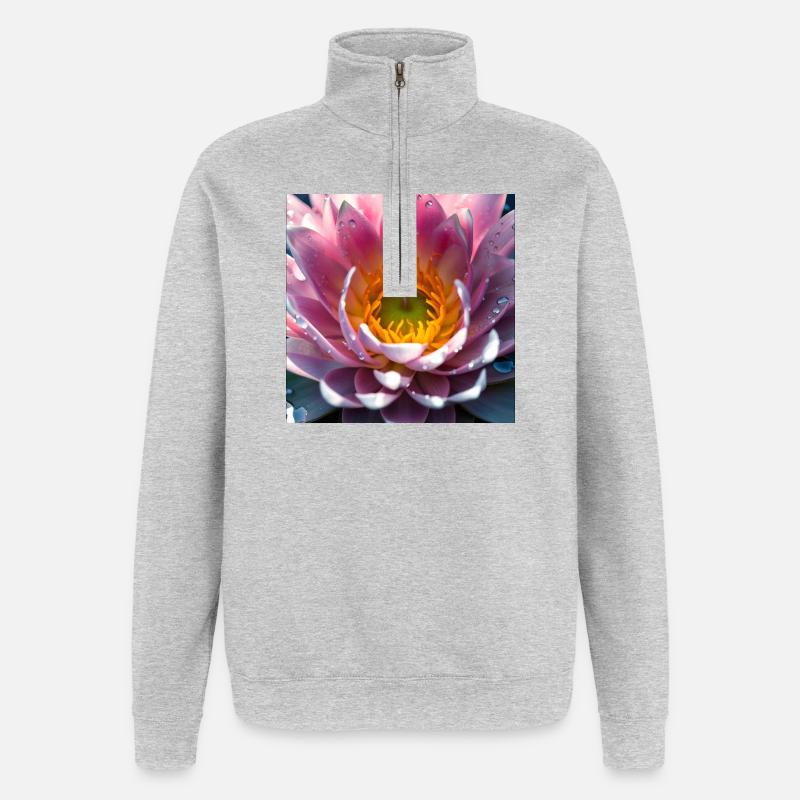 Nénuphar - Sweat à zip 1/4 - gris chiné