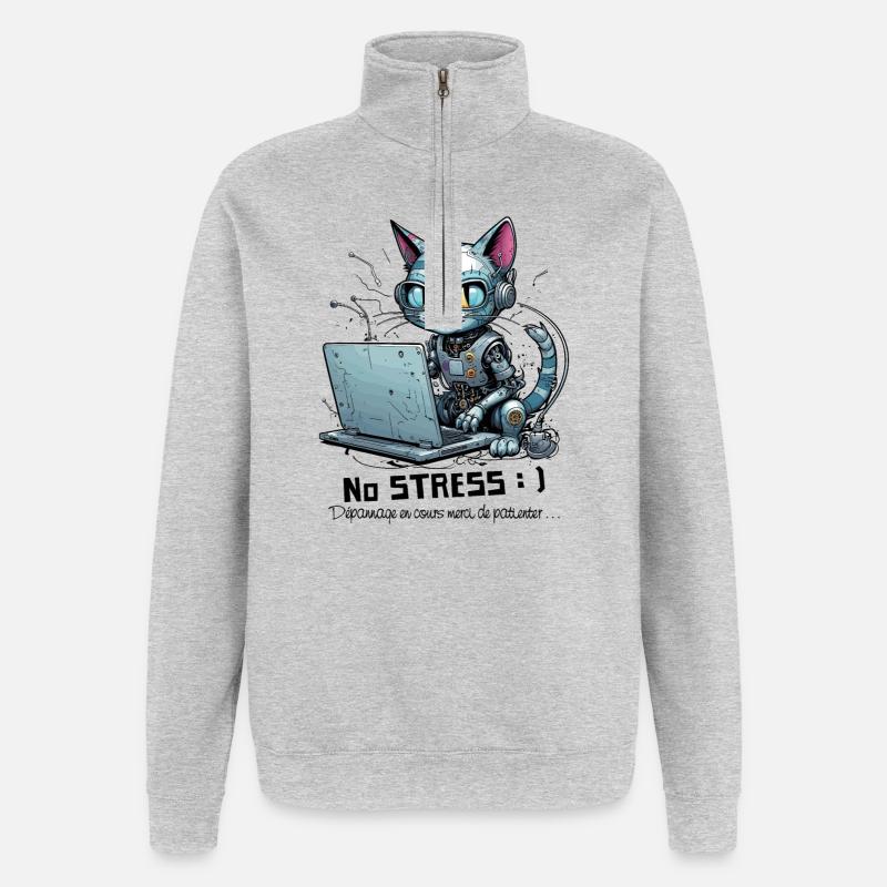 Geekiger Computer-Chat, Computer-Humor - Quarter-Zip-Sweatshirt - Grau meliert