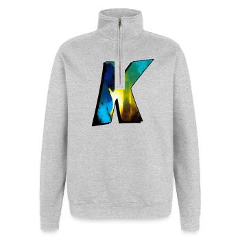 Gorilla 01 - K2 - Quarter-Zip Sweatshirt - heather grey - Front - AI Model Female 172 light (172cm) & AI Model Male 178 dark (178cm)