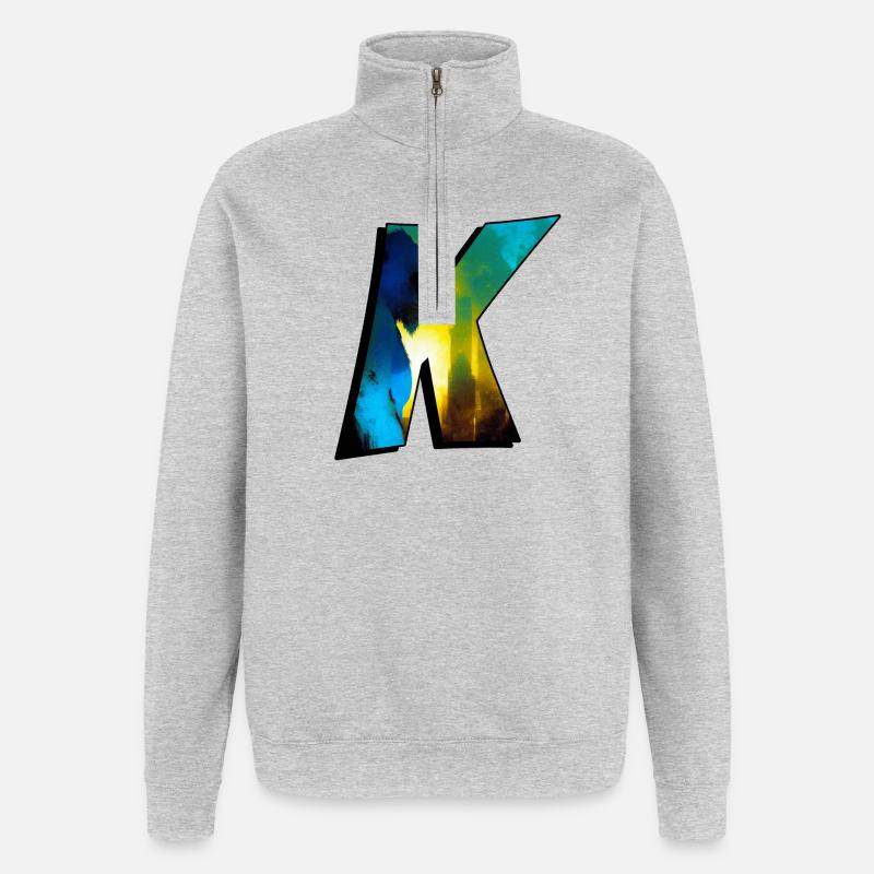 Gorille 01 - K2 - Sweat à zip 1/4 - gris chiné