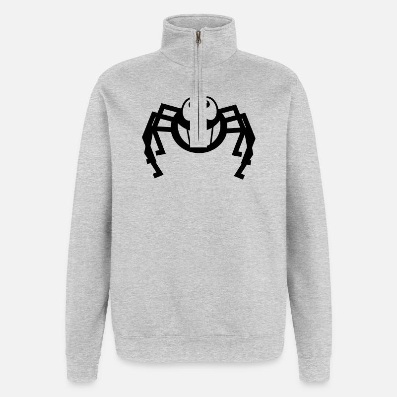 Araignée riant - Sweat à zip 1/4 - gris chiné
