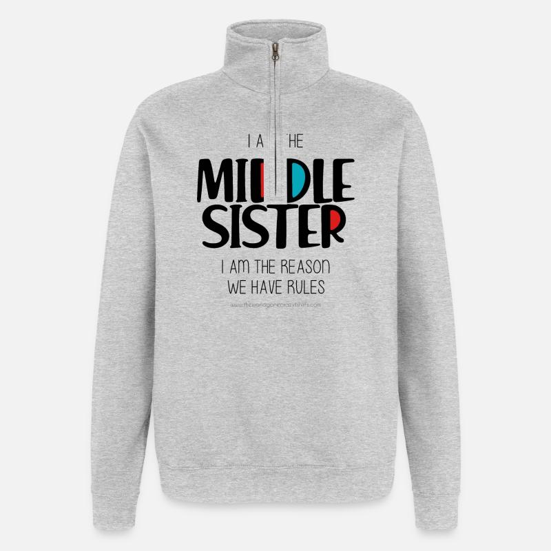 Mittlere Schwester - Quarter-Zip-Sweatshirt - Grau meliert