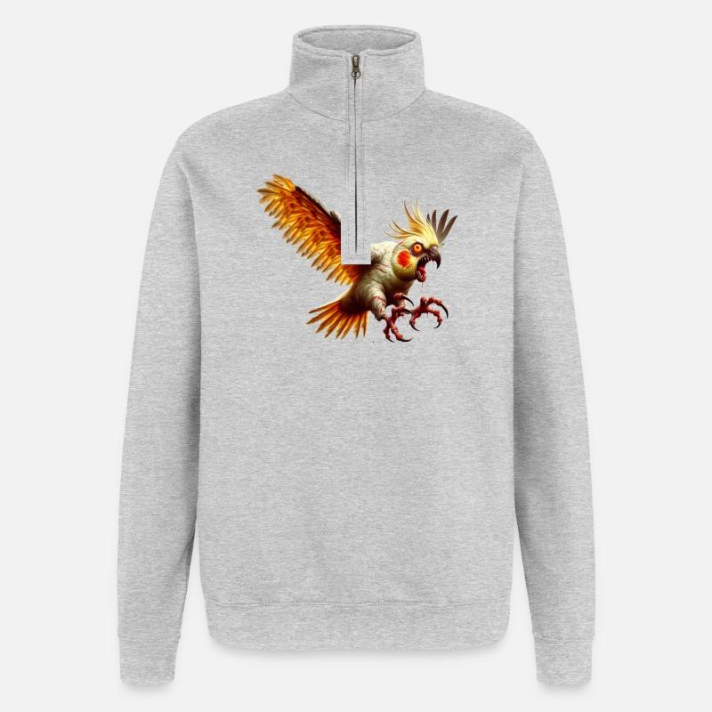 Oiseau maléfique - Calopsitte (14) - Sweat à zip 1/4 - gris chiné