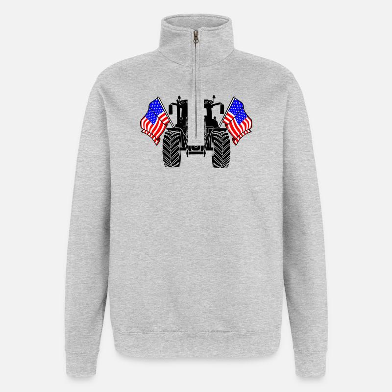 Tractor Two Flags USA - Quarter-Zip Sweatshirt - heather grey