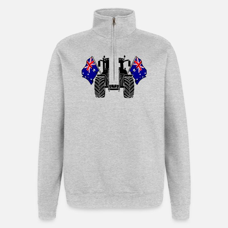 Traktor zwei Flaggen Australien - Quarter-Zip-Sweatshirt - Grau meliert