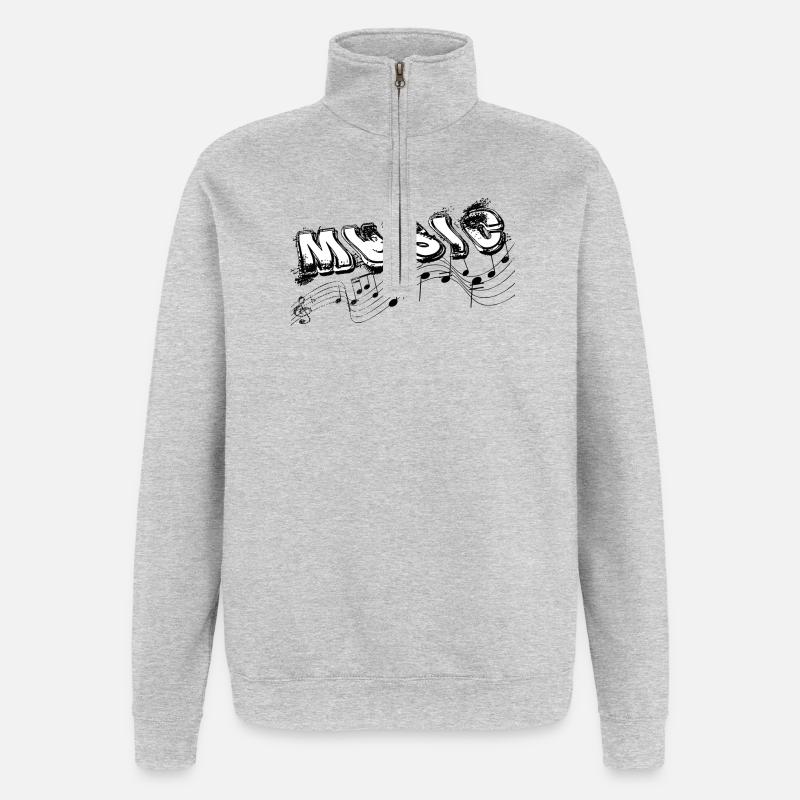 MUSIQUE Faute de frappe avec notes - Sweat à zip 1/4 - gris chiné