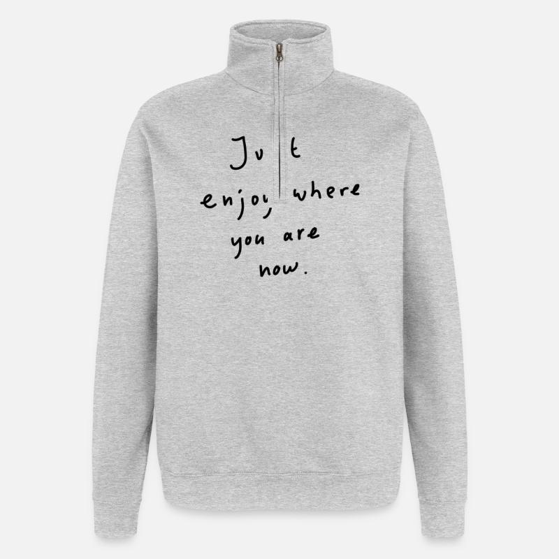 Genieß es einfach - Quarter-Zip-Sweatshirt - Grau meliert