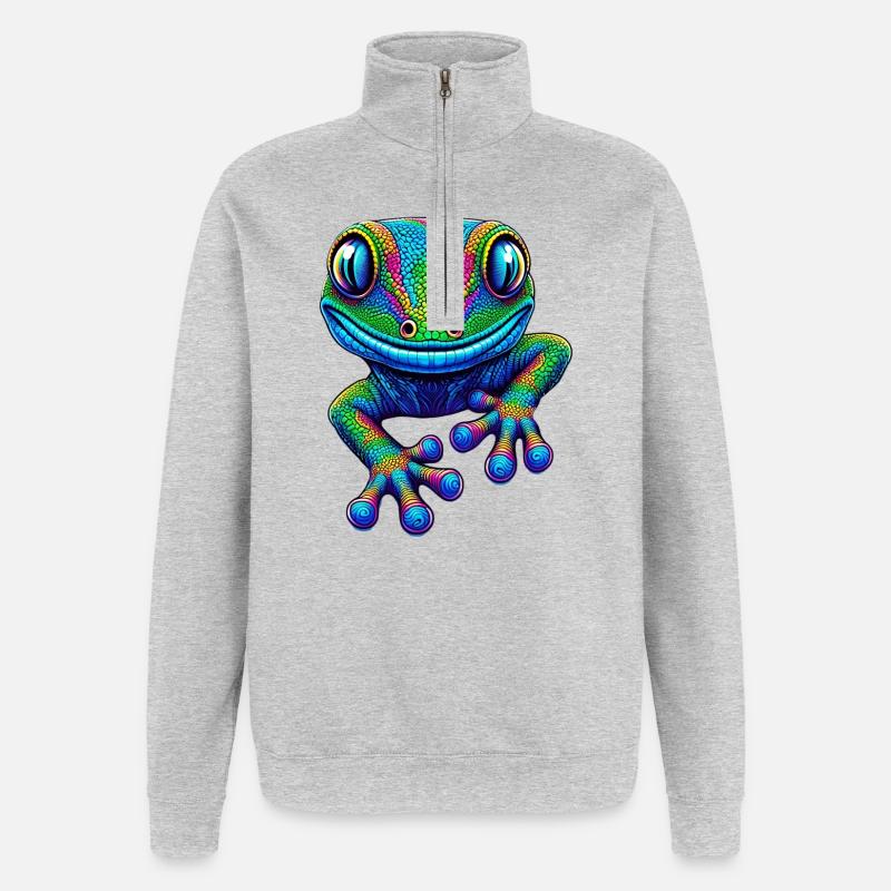 Gecko - Sweat à zip 1/4 - gris chiné