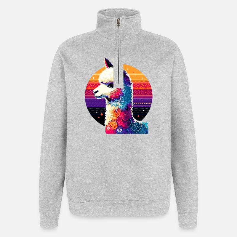 Alpaga - Sweat à zip 1/4 - gris chiné
