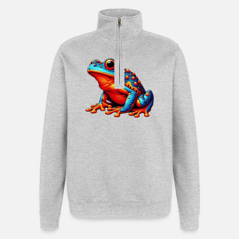 Grenouille - Sweat à zip 1/4 - gris chiné