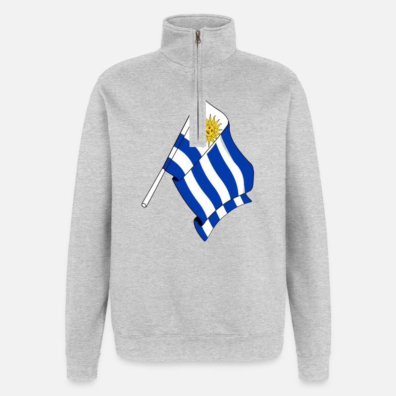 Drapeau de l’Uruguay - Sweat à zip 1/4 - gris chiné