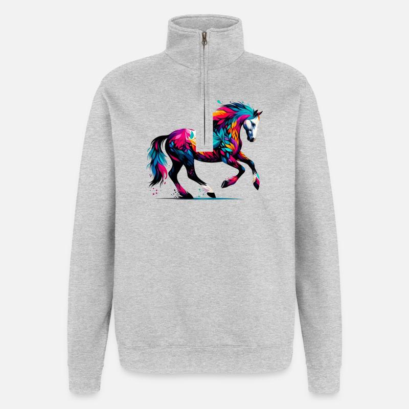 Horse - Quarter-Zip Sweatshirt - heather grey