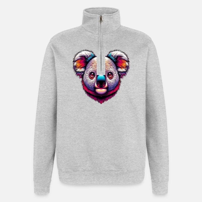 Koala - Sweat à zip 1/4 - gris chiné