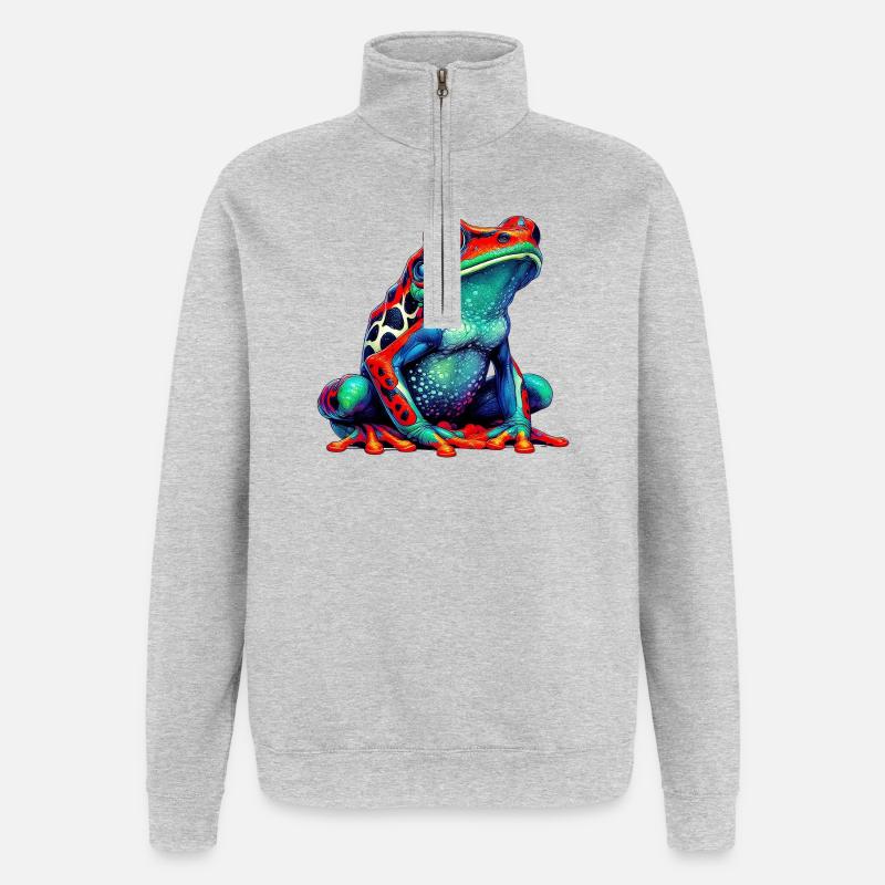 Grenouille - Sweat à zip 1/4 - gris chiné