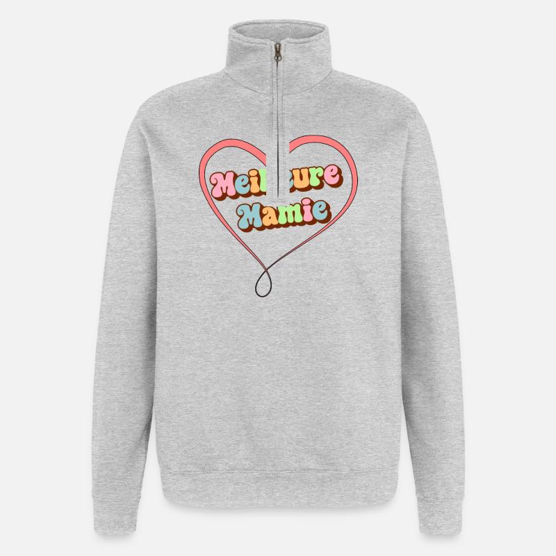 Beste Oma - Quarter-Zip-Sweatshirt - Grau meliert
