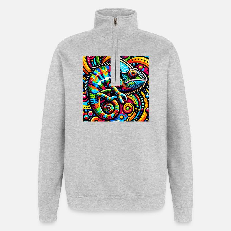 Chamäleon Pop Art - Quarter-Zip-Sweatshirt - Grau meliert