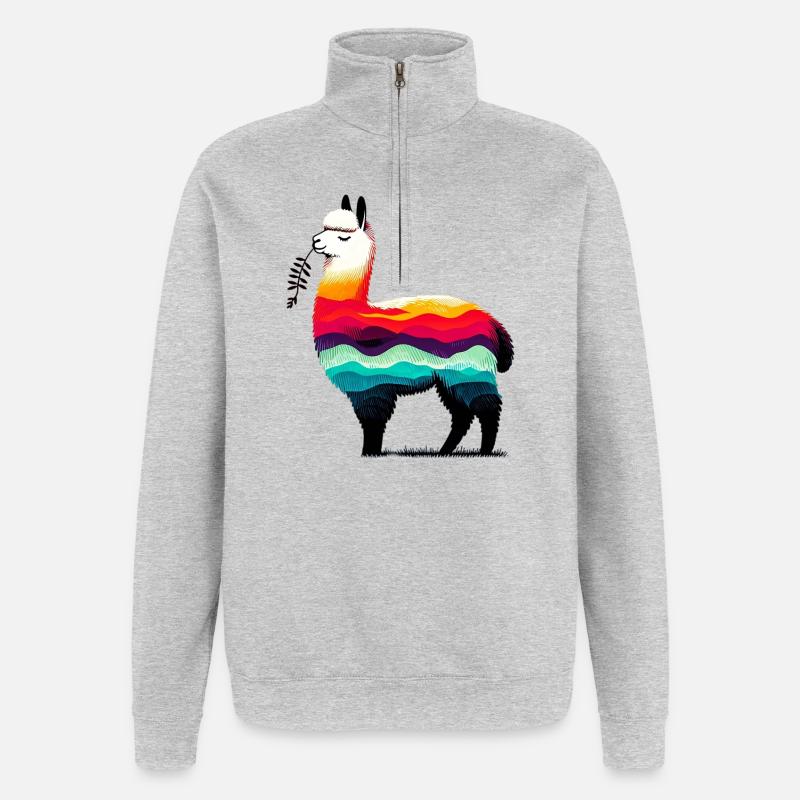 Alpaka - Quarter-Zip-Sweatshirt - Grau meliert