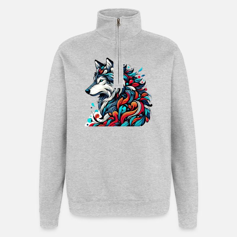 Loup - Sweat à zip 1/4 - gris chiné