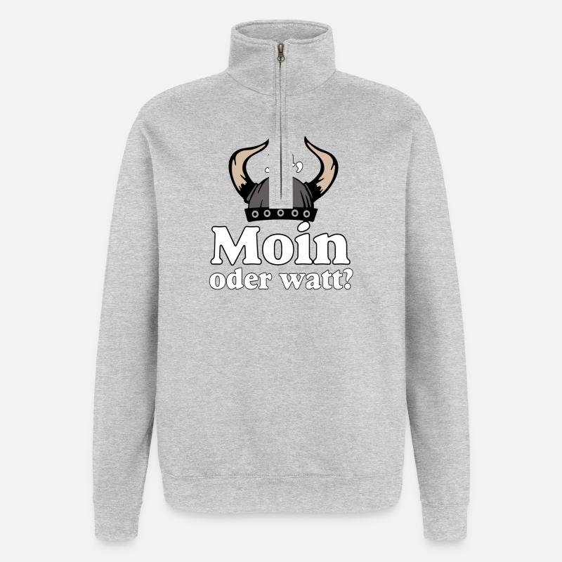 Ja Moin oder Watt? Nordisch Humor - Quarter-Zip-Sweatshirt - Grau meliert