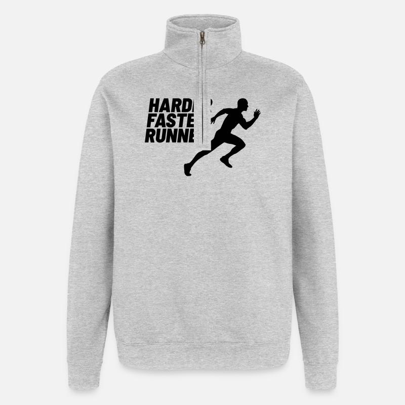 harder faster runner härter schneller Läufer - Quarter-Zip-Sweatshirt - Grau meliert