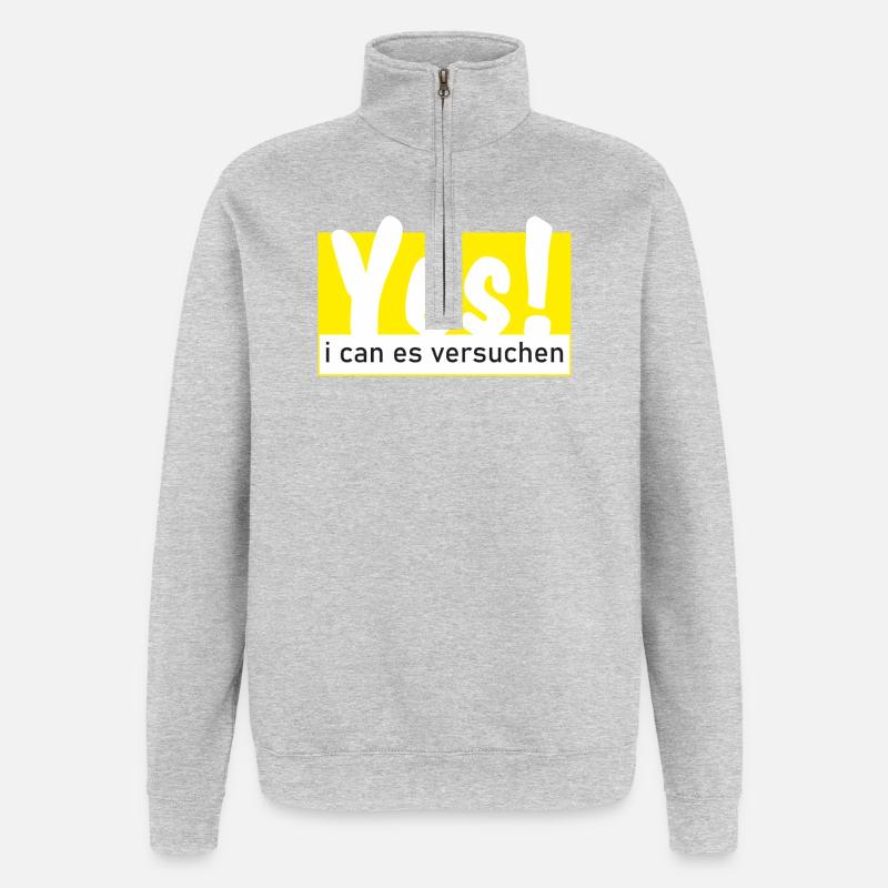Yes i can es versuchen! - Quarter-Zip-Sweatshirt - Grau meliert