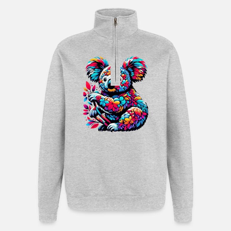 Koala - Sweat à zip 1/4 - gris chiné