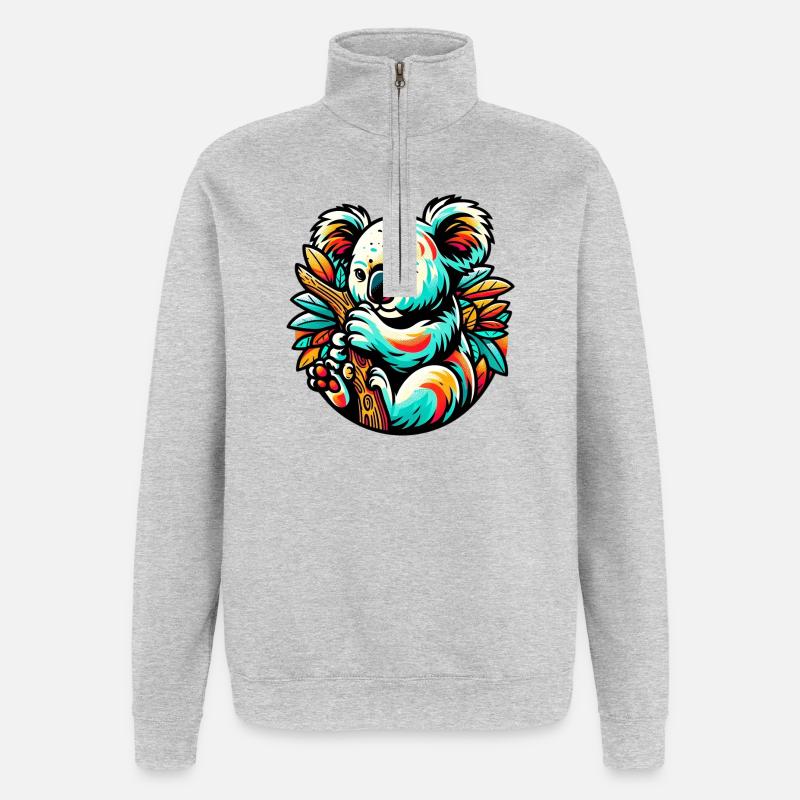 Koala - Sweat à zip 1/4 - gris chiné