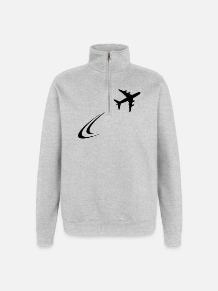 Plane flies away - Quarter-Zip Sweatshirt - heather grey