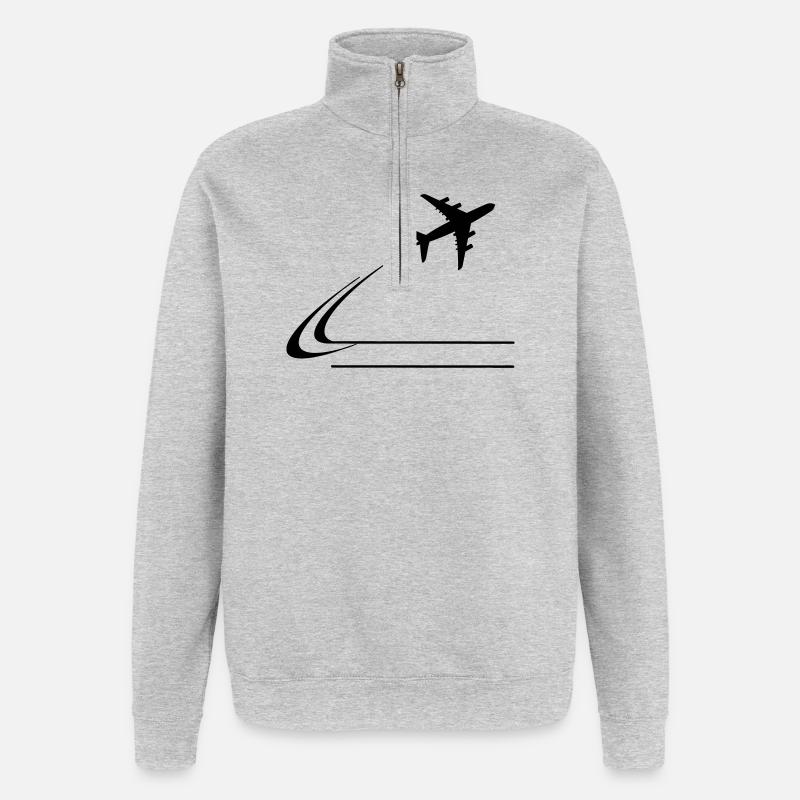 S’éloigner de l’avion - Sweat à zip 1/4 - gris chiné