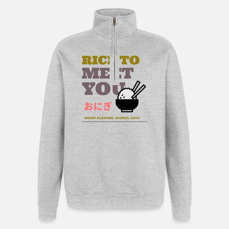 Du riz pour vous rencontrer - Sweat à zip 1/4 - gris chiné