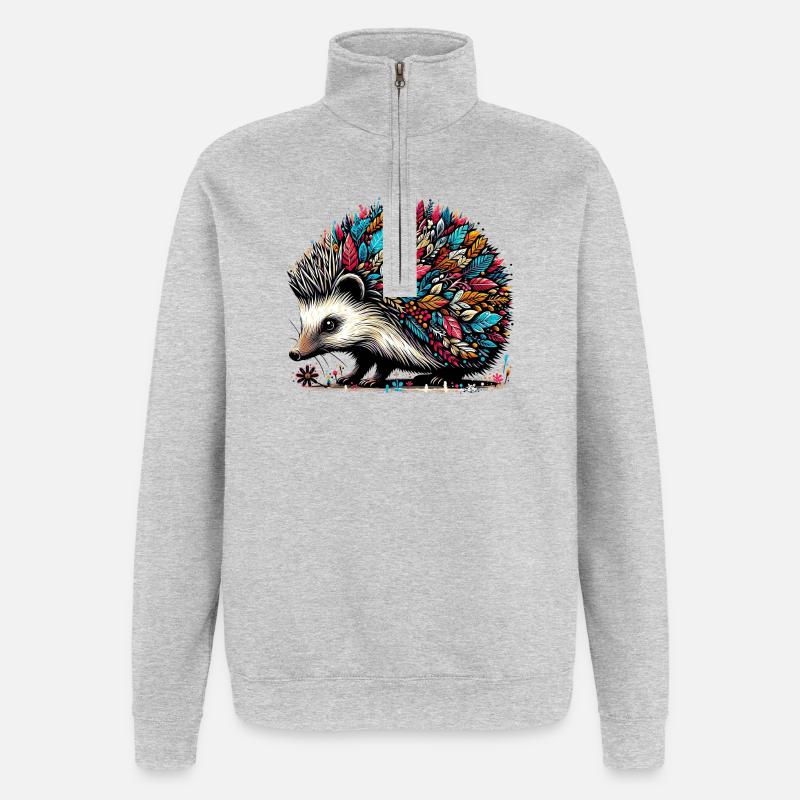 Igel - Quarter-Zip-Sweatshirt - Grau meliert